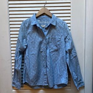 Madewell Polka Dot Chambray Button Down